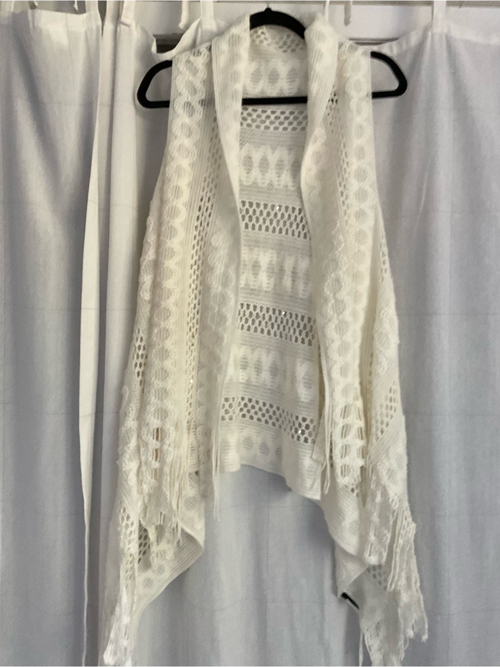 💎 New Boho Open-Knit Ivory Sweater Kimono